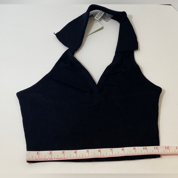 H&M NWT Women’s Halterneck Top with Collar Black Size Small - Picture 3 of 8
